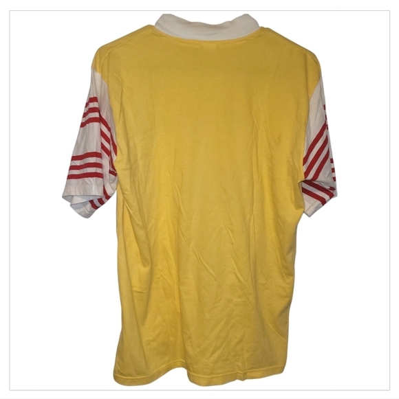 Vintage Graphic Tee Yellow Tribal Print Athletic Knit 100% Cotton L - Picture 2 of 6